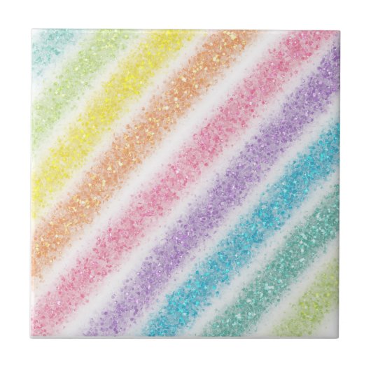 Pastell Glitter Regenbogen Fliese (Vorderseite)