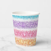 Pastell Glitter Regenbogen Pappbecher (Rückseite)