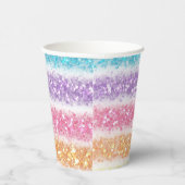 Pastell Glitter Regenbogen Pappbecher (Rechts)