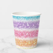 Pastell Glitter Regenbogen Pappbecher (Vorderseite)