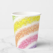 Pastell Glitter Regenbogen Pappbecher (Vorderseite)