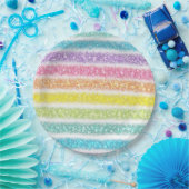 Pastell Glitter Regenbogen Pappteller (Party)