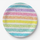 Pastell Glitter Regenbogen Pappteller (Vorderseite)