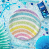 Pastell Glitter Regenbogen Pappteller (Party)