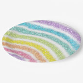 Pastell Glitter Regenbogen Pappteller (Schrägansicht)