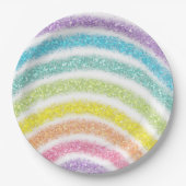 Pastell Glitter Regenbogen Pappteller (Vorderseite)