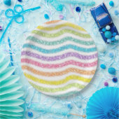 Pastell Glitter Regenbogen Pappteller (Party)