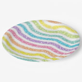 Pastell Glitter Regenbogen Pappteller (Schrägansicht)