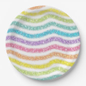 Pastell Glitter Regenbogen Pappteller (Vorderseite)