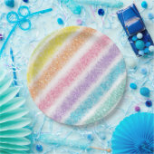 Pastell Glitter Regenbogen Pappteller (Party)