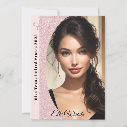 Pastell-Glitzer-Seitenansichtskarten Einladung (Vorderseite)