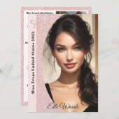 Pastell-Glitzer-Seitenansichtskarten Einladung (Vorne/Hinten)