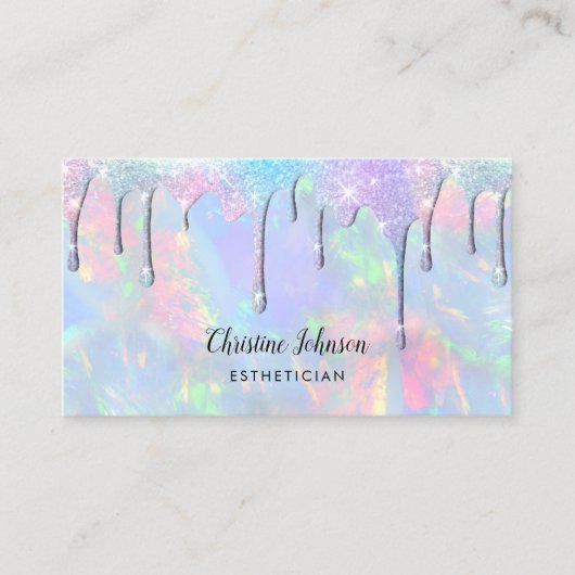 Pastell-Glitzer-Tropfen Visitenkarte (Vorderseite)