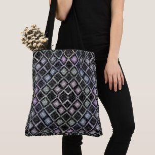 Pastell-Glow-Mosaik-Mandala mit silbernem Gitter Tasche