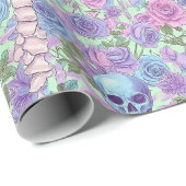 Pastell Goth Blumenknochen und Rose Geschenkpapier (Rolleneckpunkt)