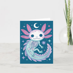 Pastell-Goth-Girl kawaii süßer Skelett Axolotl Karte