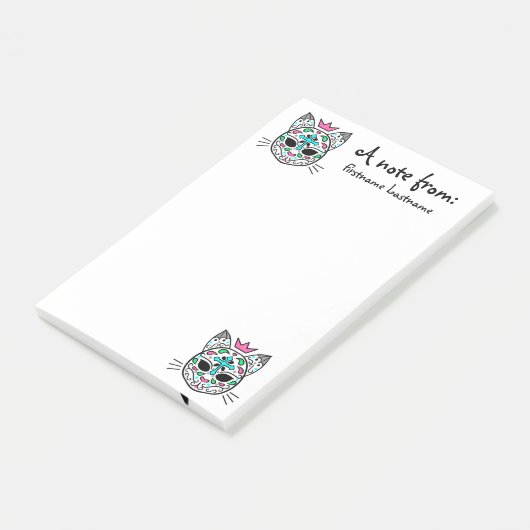 Pastell Goth Katzenklumpskull mit Ihrem Namen Post-it Klebezettel (angewinkelt)