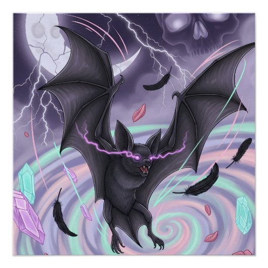 Pastell-Goth-Mystischer Fledermaus Poster (Vorderseite)