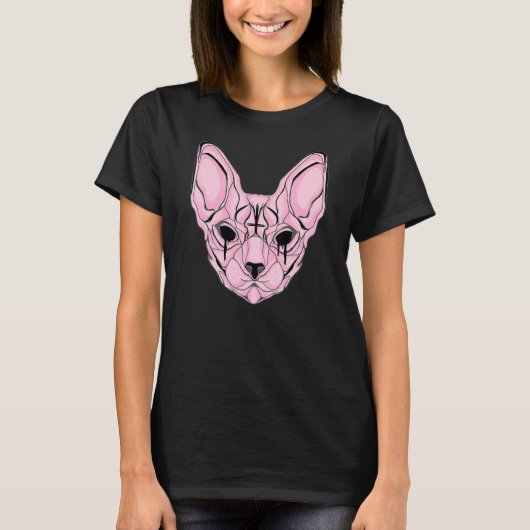 Pastell-Goth-Sphynx-Katze T-Shirt (Vorderseite)