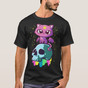 Pastell-Goth süße Hexenkatze mit Flügeln und Toten T-Shirt