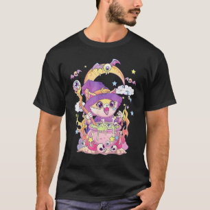 Pastell-Goth-Wicca-Katze Süße Gruselige Hexen-Katz T-Shirt