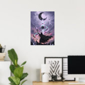Pastell-Gotischer Arkan-Zauberer mit Kristallstab Poster (Heimbüro)