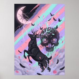 Pastell-Gotischer Mystischer Hirschgeist Poster