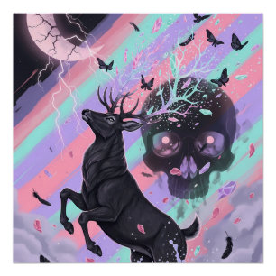 Pastell-Gotischer Mystischer Hirschgeist Poster