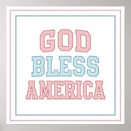 Pastell-Gott-Segne-Amerika-Collegiate-Fettdruck Poster