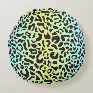 Pastell-Gradient-Leoparden-Tierdruck Rundes Kissen