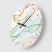 Pastell Green Beige Apricot Abstrakt große Uhr (Winkel)