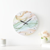 Pastell Green Beige Apricot Abstrakt große Uhr (Zuhause)