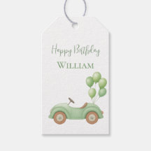 Pastell Green Car & Balloon-Geschenkmarke