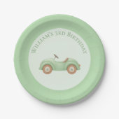 Pastell Green Car & Balloon Paper Tellers Pappteller (Vorderseite)