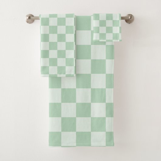 Pastell Green Checkerboard Badhandtuch Set (Insitu)