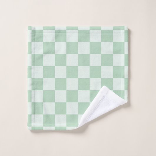 Pastell Green Checkerboard Badhandtuch Set (Waschlappen)
