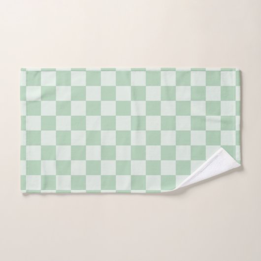 Pastell Green Checkerboard Badhandtuch Set (Handtuch)