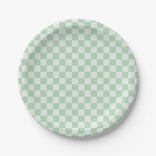 Pastell Green Checkerboard Pappteller (Vorderseite)