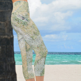 Pastell Green Multi Color Sandstone Capri Leggings