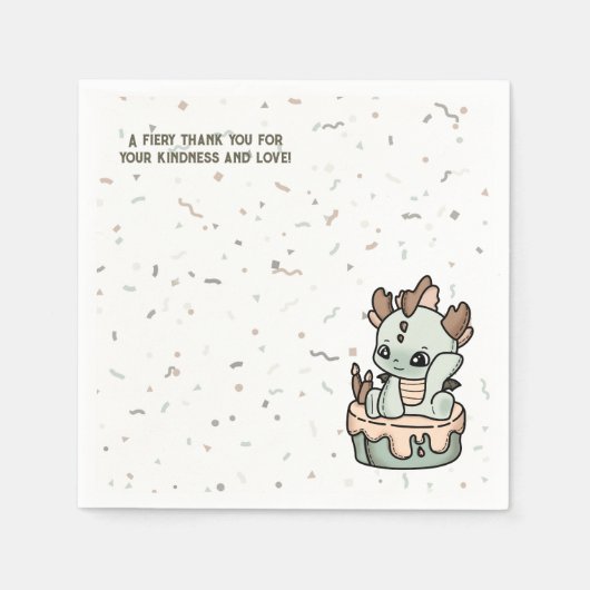 Pastell Green Orange Niedlich Cake Baby Dragon Serviette (Vorderseite)