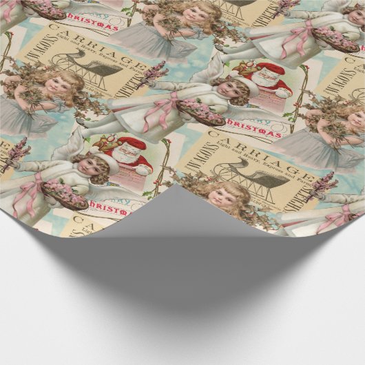 Pastell Green Viktorianisch Weihnachtswrapping Pap Geschenkpapier (Ecke)