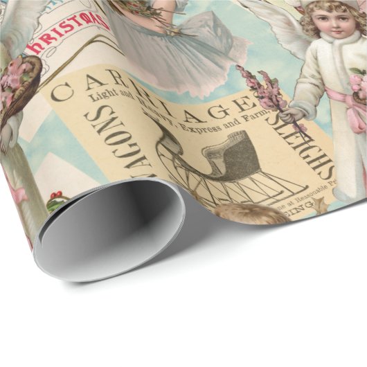 Pastell Green Viktorianisch Weihnachtswrapping Pap Geschenkpapier (Rolleneckpunkt)