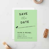 Pastell grün botanischSpeichern Sie die Date Flat Mitteilungskarte (Vorderseite/Rückseite Beispiel)