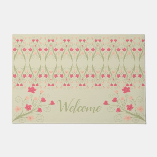 pastell grün mit Blumen Fußmatte (Vorderseite)