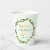 Pastell Grüne Olive Kressepapiere Pappbecher (Vorderseite)