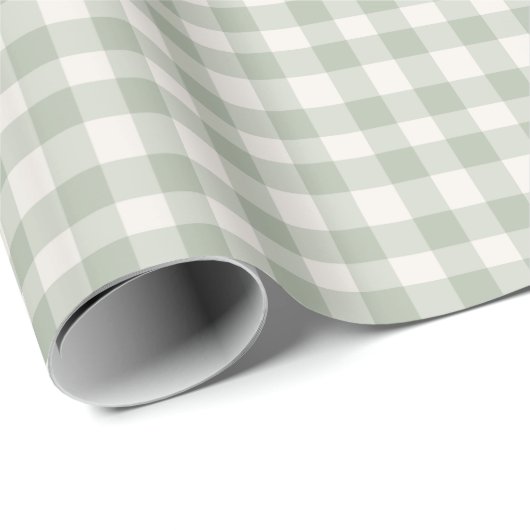 Pastell-grünes Gingham-Muster Geschenkpapier (Rolleneckpunkt)