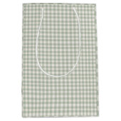 Pastell-grünes Gingham-Muster Mittlere Geschenktüte (Vorderseite)