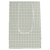 Pastell-grünes Gingham-Muster Mittlere Geschenktüte (Rückseite)