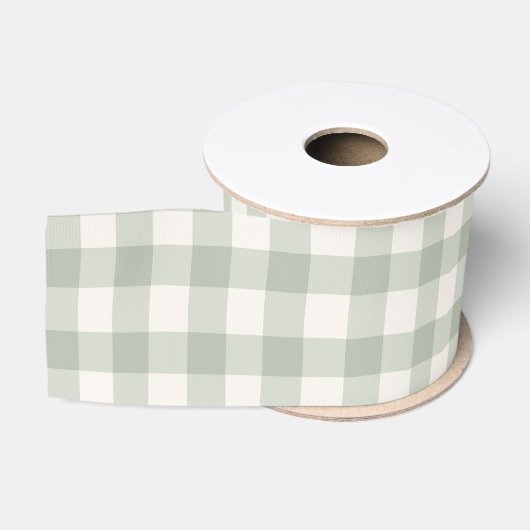 Pastell-grünes Gingham-Muster Ripsband (Spule)