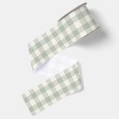 Pastell-grünes Gingham-Muster Ripsband (Rückseite)